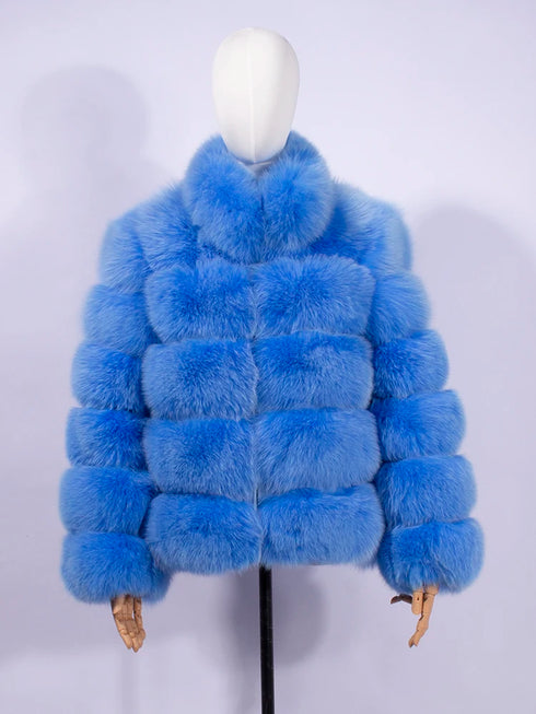 Winter women's Jacket Real Fox fur coat Stand Collar high street Coat real Fox Fur jackets women's coats in promotion WGLUVF FUR